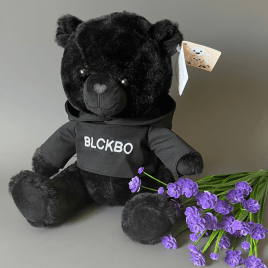 Мягкая игрушка стильный медвежонок «БлэкБо» в черном худи с капюшоном | BlckBo Тренд 2022