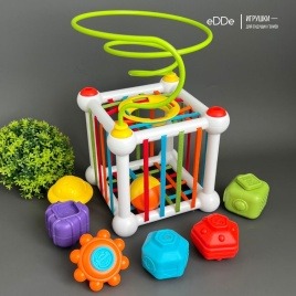 Многофункциональный развивающий бизикуб для малышей «ТрекБолл и Сенсорный куб 6 в 1»
