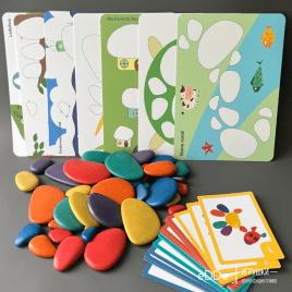 Развивающий игровой набор для малышей «Логические Камешки Монтессори» с 2мя комплектами карточек 