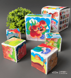Кубики для малышей "Чей малыш. Домашние животные" пластмассовые 8 шт