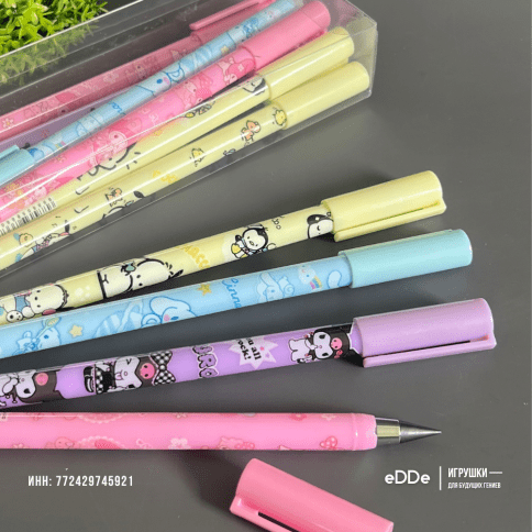 Набор простых «Вечных карандашей» с ластиком и наклейками Куроми - Kuromi My Melody | 12 шт. фото 5