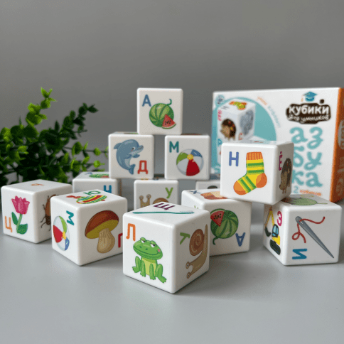 Кубики для умников «Азбука» | набор 12 кубиков фото 1