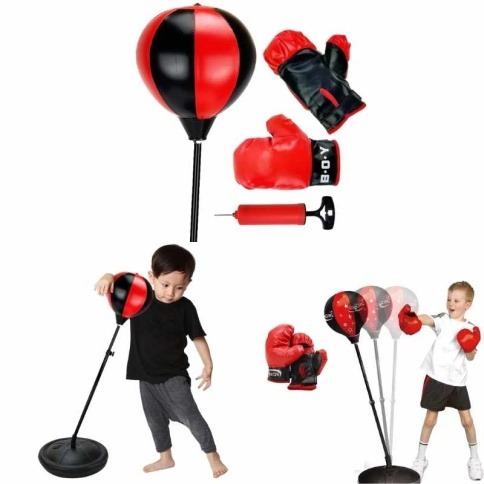 Детский набор для бокса с грушей и перчатками фото 2
